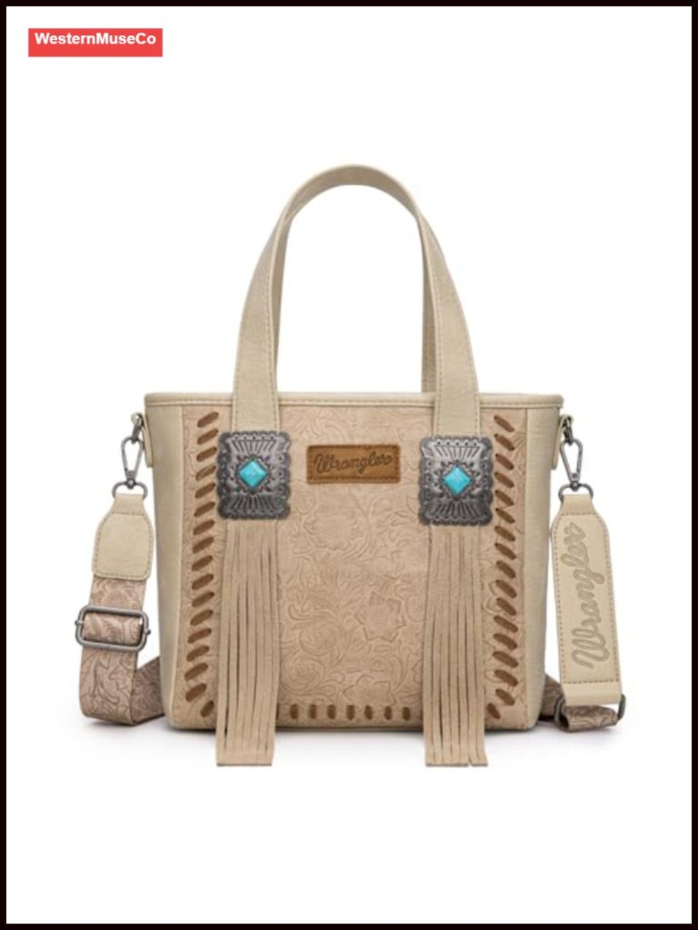 Western Floral Tooled Tote Bag Fringe Concho Crossbody Purse Vegan Leather
